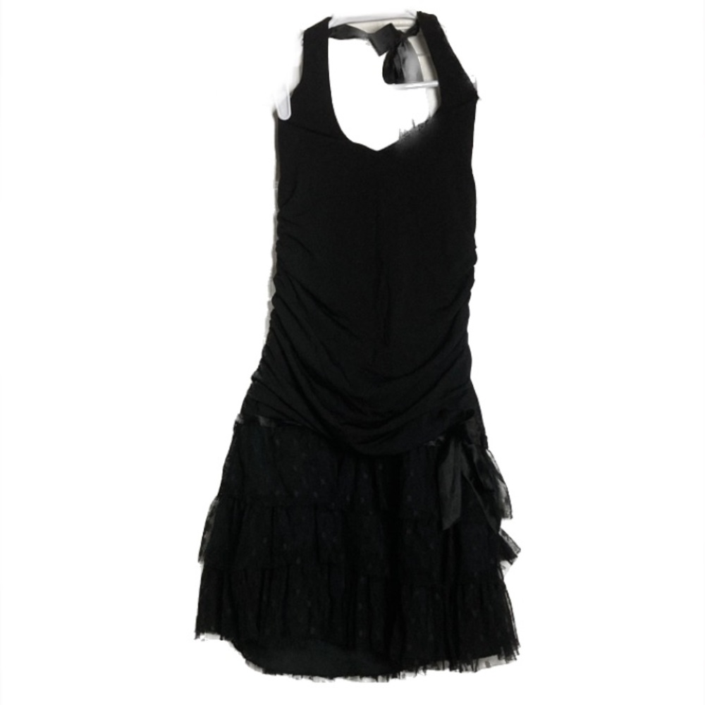 2 hip black halter dress with lace bottom size 14 girls